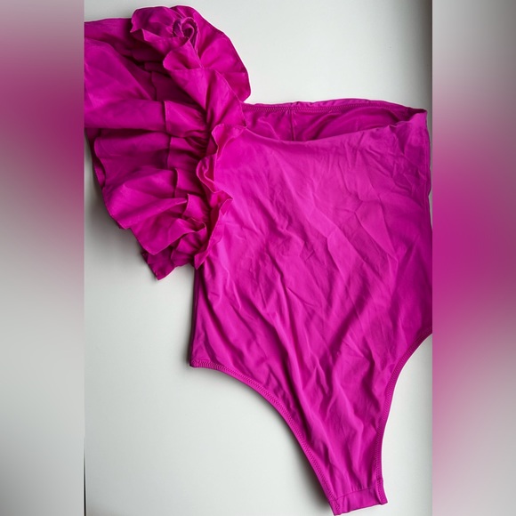Zara Ruffle Swimsuit in Fuchsia - Picture 4 of 7